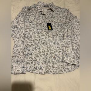 Daniel Cremieux Floral Dress Shirt - Blue and White